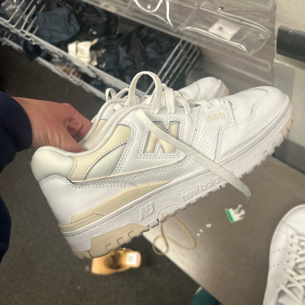 New Balance White and Cream Sneakers